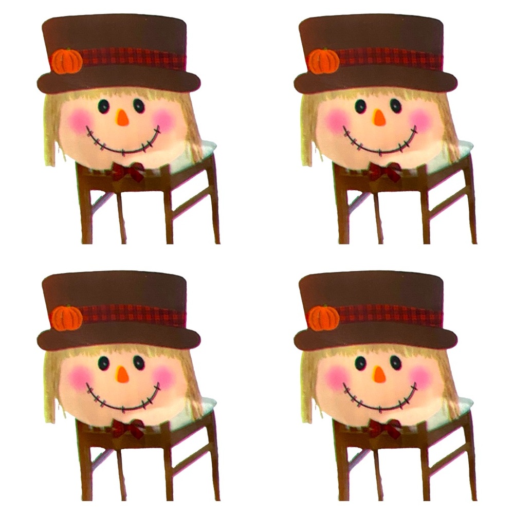 Set Of 4 Fall Season Decor Felt Chair Covers Scarecrow Face